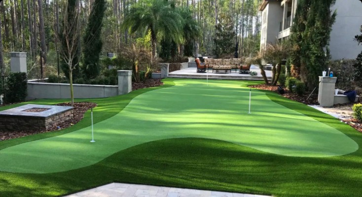 large backyard putting chipping complex