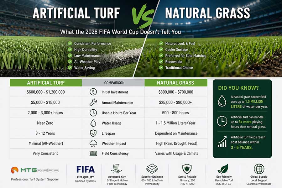 artificial turf vs natural grass for soccer pitch