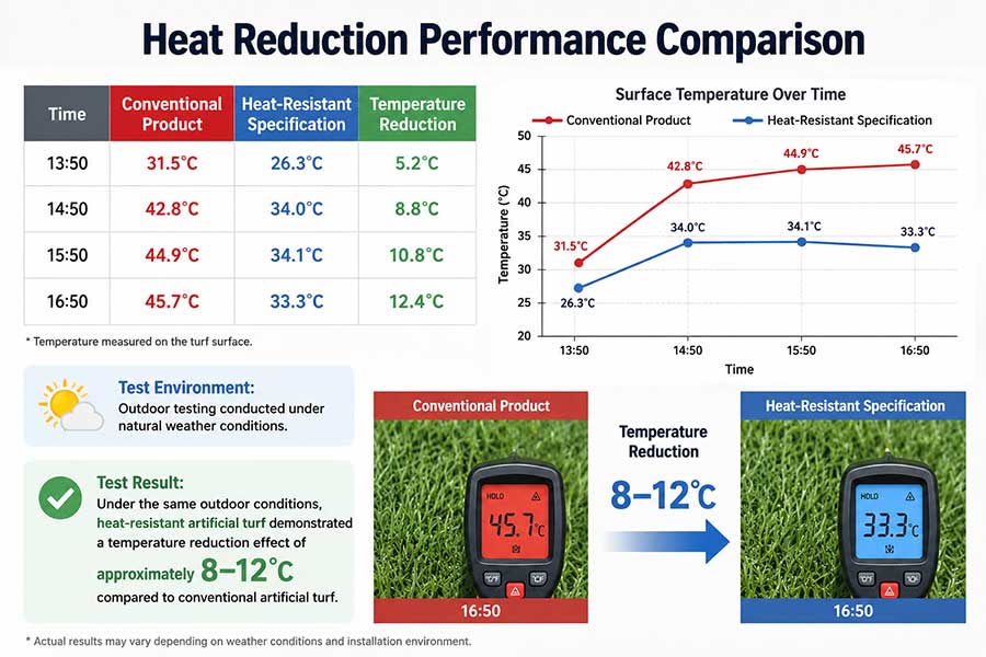 heat resistant artificial turf testing
